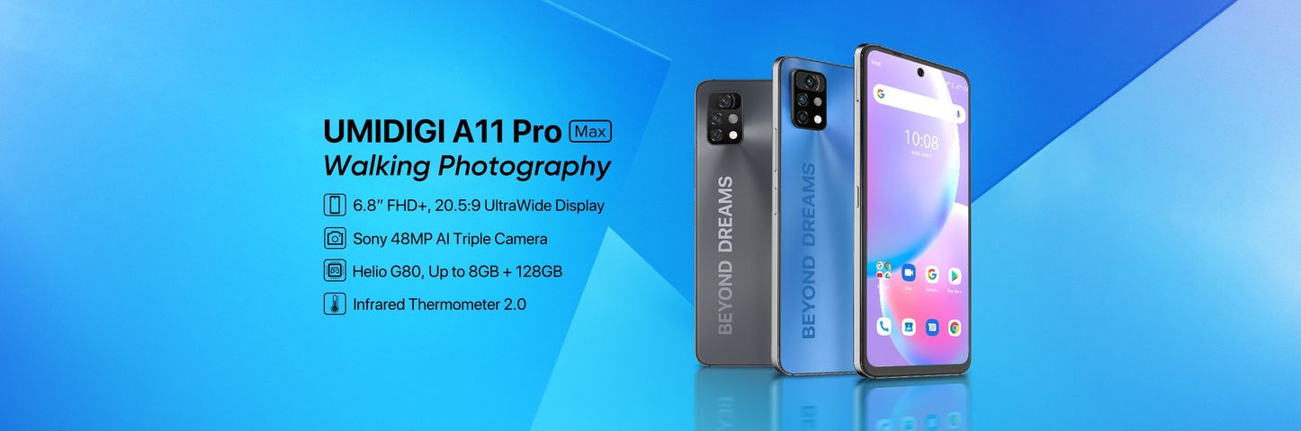 UMIDIGI A11 Pro Max 8G + 128GB | SG Official Store | 6.8 FHD 2K Display | 48MP Triple Camera | 5150mAh