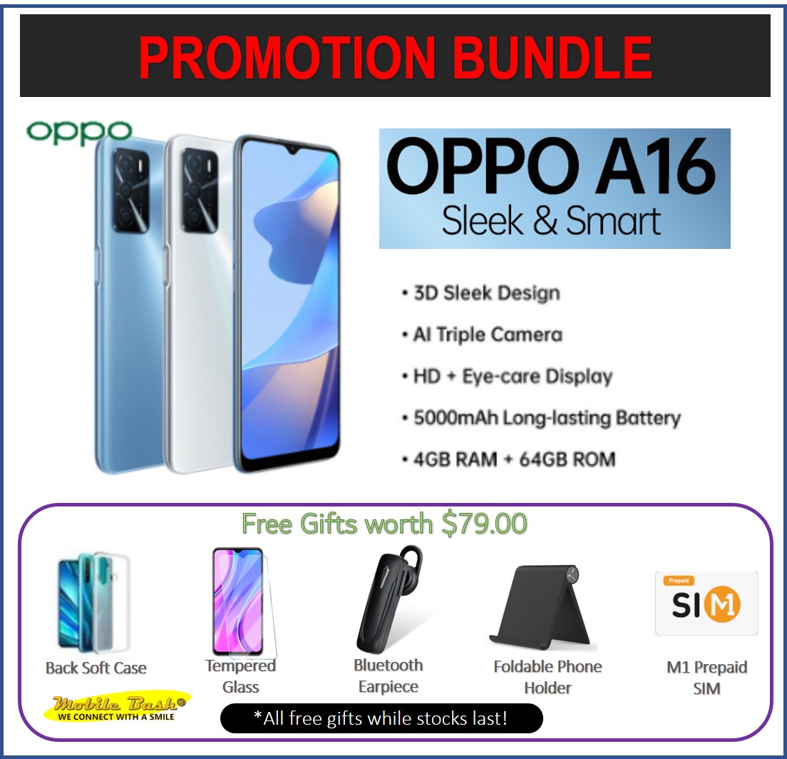 OPPO A16 / AI Triple Camera / HD+ Eye-Care Display/ 5000mAh Battery/ 4GB RAM + 64GB ROM